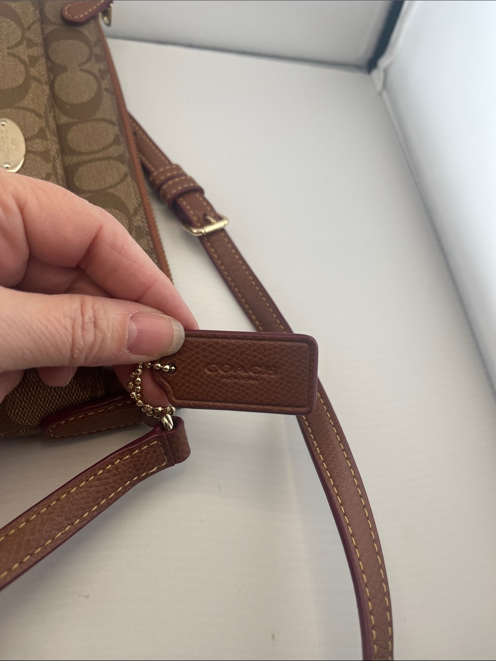 Coach Brown Signature Canvas Crossbody with Leather Trim - Picture 7 of 7